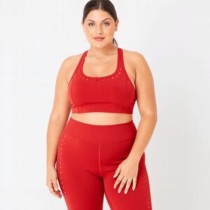 New Gigi C Annabelle Sports Bra Crop Top L Red